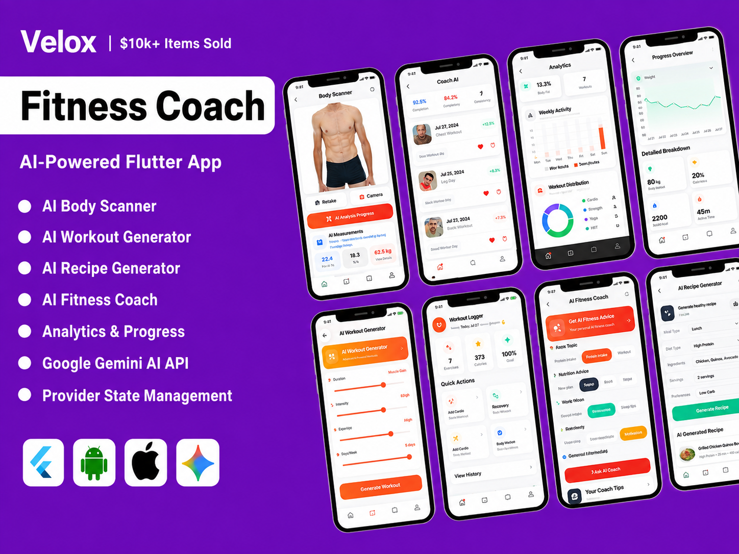 Velox AI powered fitness coach flutter app