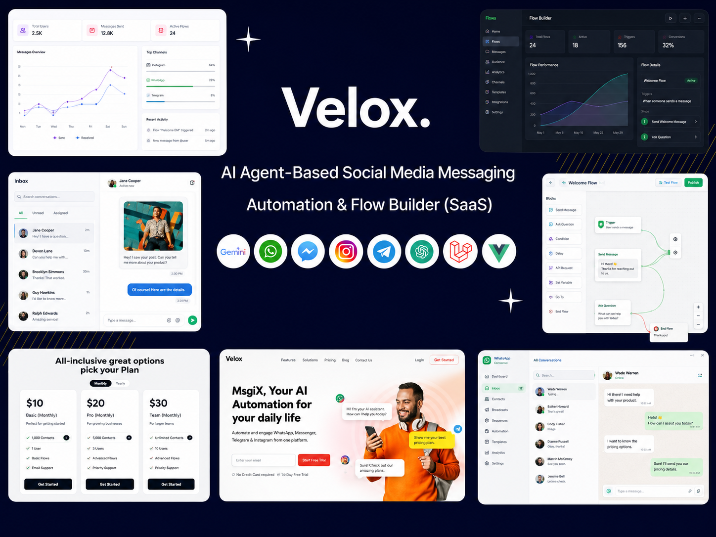 Velox Social Media Messaging And flow builder