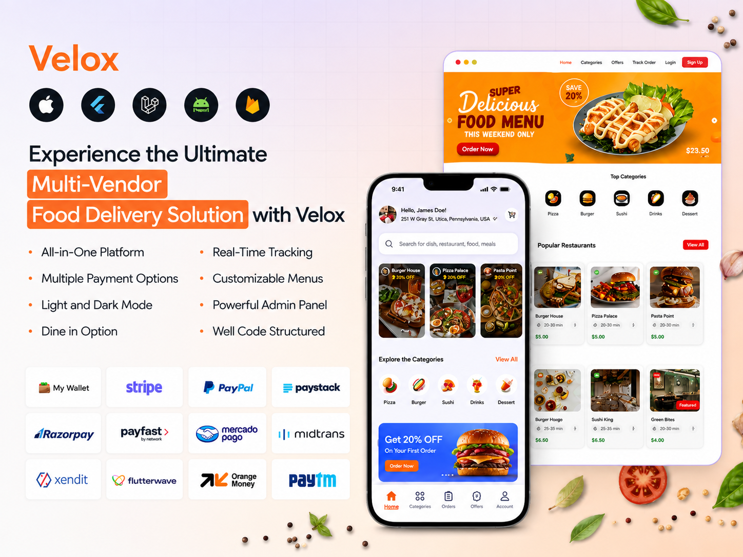 Velox food delivery app